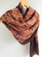 1960-1970's French Paisley Print Acrylic Scarf Brown