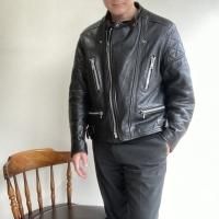 1970ǯ奤ꥹե쥶Υ饤㥱åȡ1970's British Leather Rider's Blouson by WOLF LEATHER Black