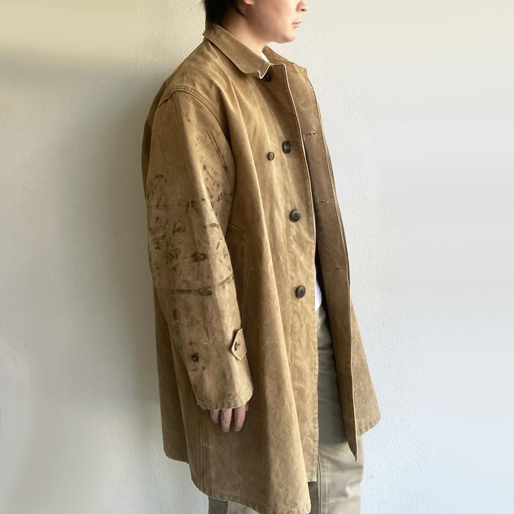 1950's French Damaged Canvas Miner's Coat Light Brown 1950 1950's French Damaged Canvas Miner's Coat Light Brown 1950