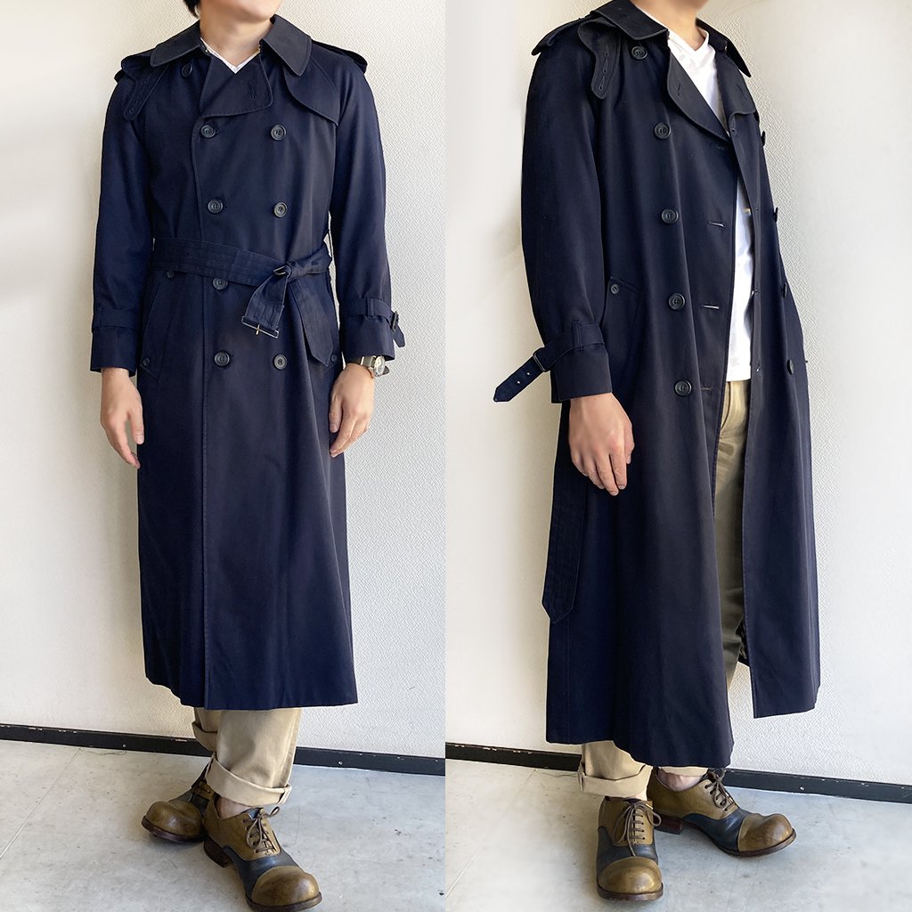 1980's Canada trench Coat by Aquascutum Navy　80年代アクアスキュータムのトレンチコート - マメチコ  Fashion and Vintage 通販