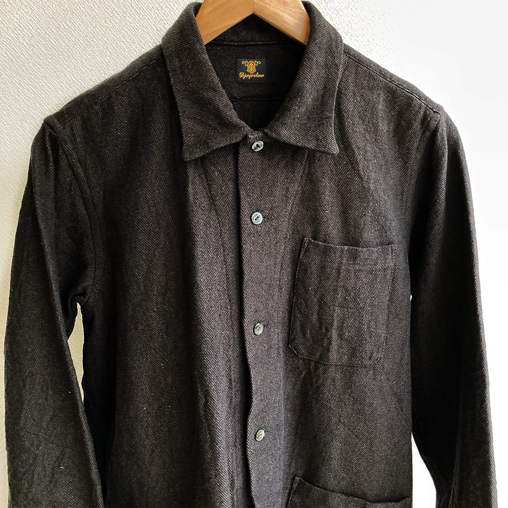 classic artisanal shirt jacket charcoal（brown x black） Sサイズ