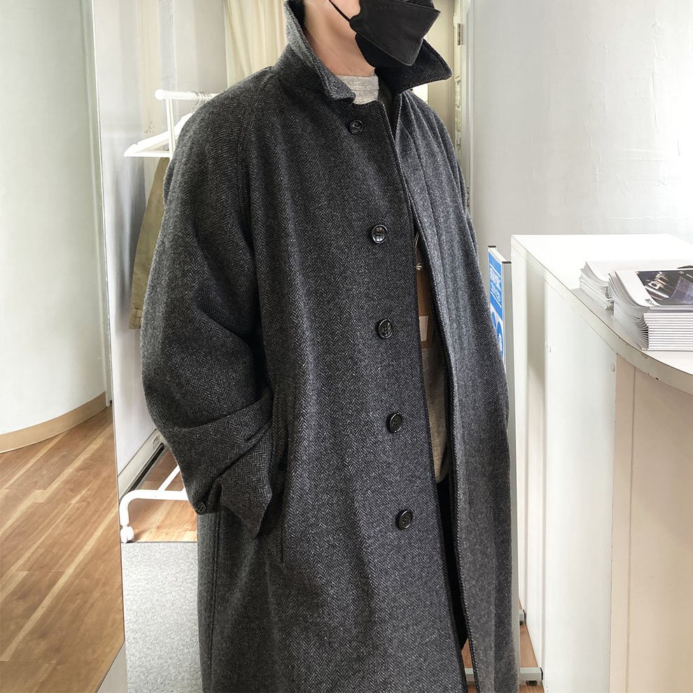 Bal Collar Coat Grey Herringbone／Workers - マメチコ Fashion and 