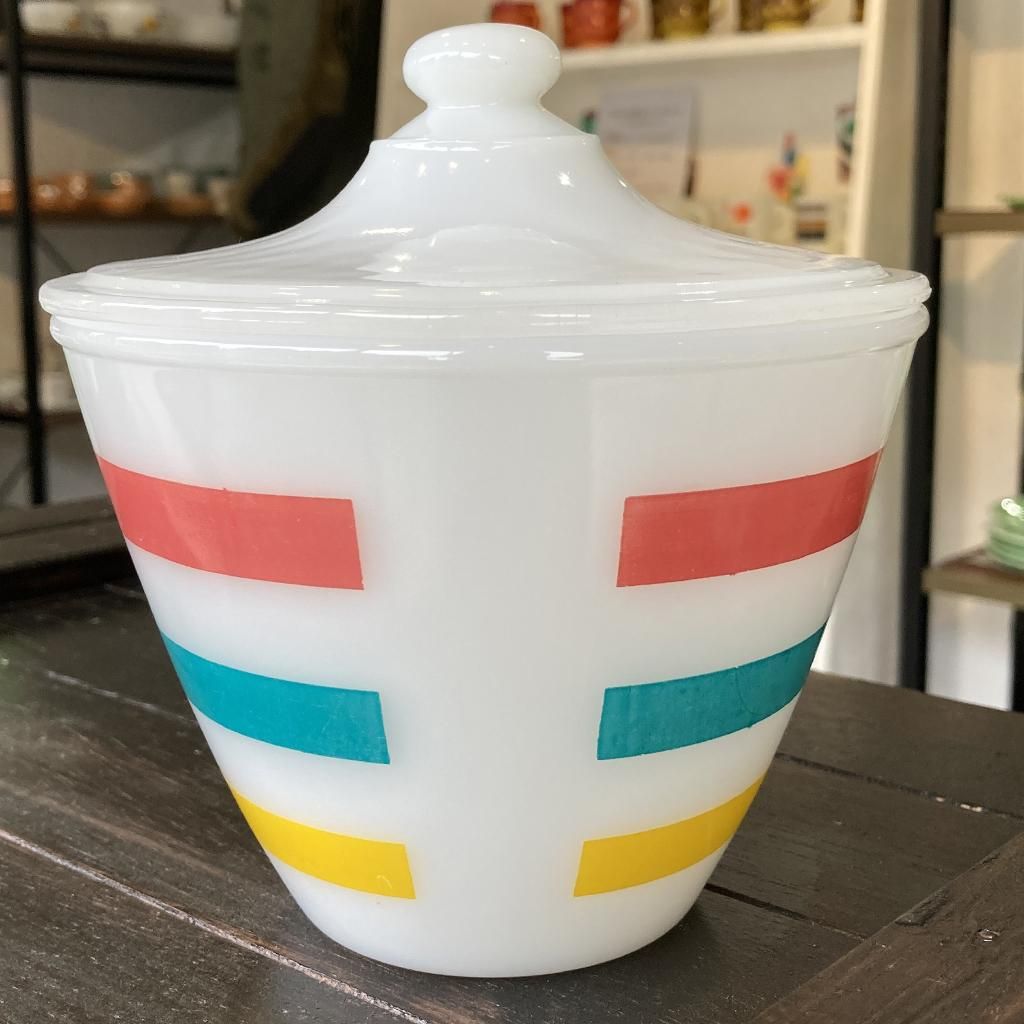Fire King  ファイヤーキング　Grease jar グラスジャー グリースジャー ストライプ 1952年頃～1955年頃製造 Fire-king