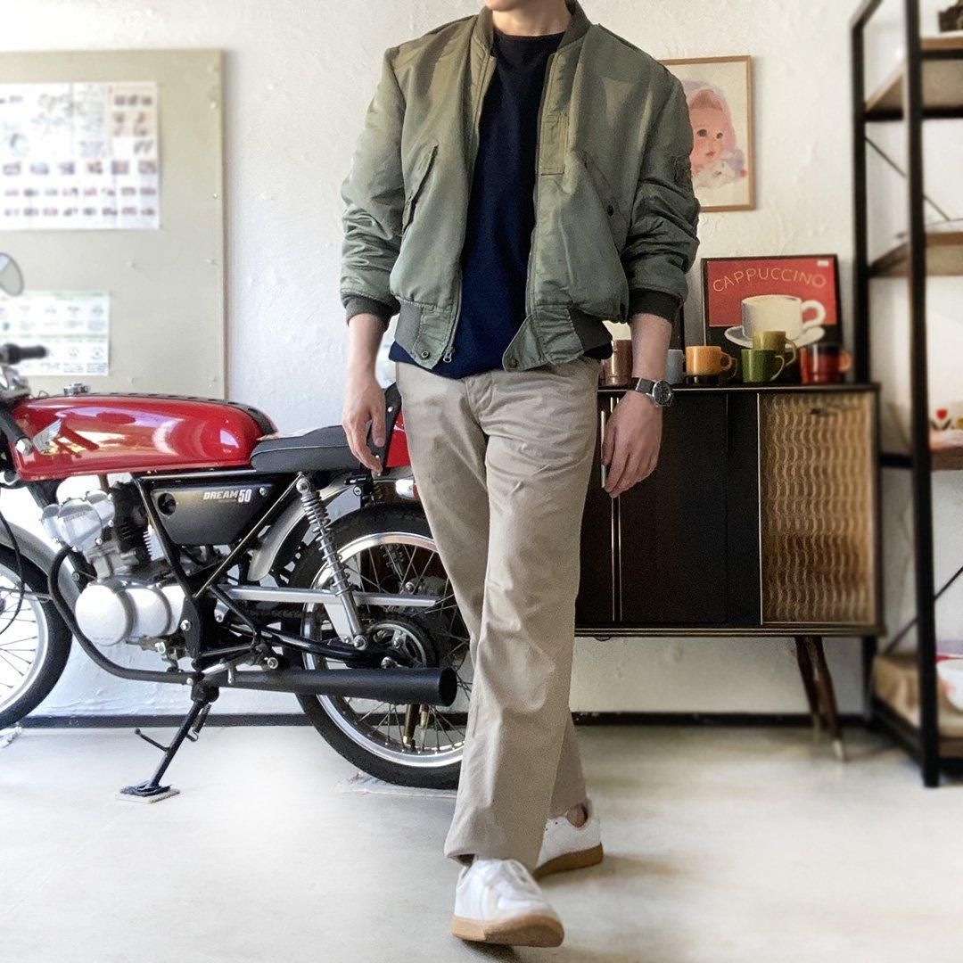 Officer Trousers Slim Type 2 Greige Chino Workers - マメチコ Officer Trousers Slim Type 2 Greige Chino Workers - マメチコ