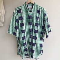 1980ǯ å桼饤 Ⱦµ ꡼ߥ֥롼1980's Half Sleeve Shirt by Jockey Euro Line Green  Blue<img class='new_mark_img2' src='https://img.shop-pro.jp/img/new/icons3.gif' style='border:none;display:inline;margin:0px;padding:0px;width:auto;' />