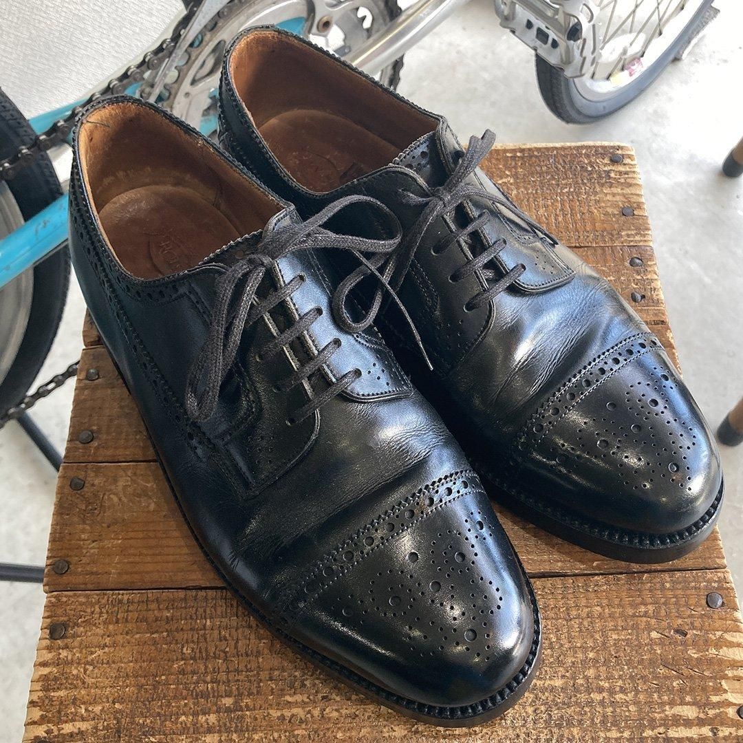 【美品】J.M. WESTON 革靴 メンズ 25cm～26cm J.M.Weston J.M.ウェストン レザーシューズ黒 ロゴ旧タイプ（6ハーフE