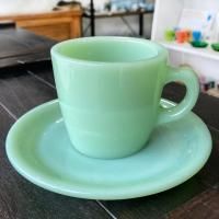 ミント級！　超美品　ファイヤーキング　桃茶　マグ leafblossom ファイヤーキング販売店マメチコ Fire-king食器通販