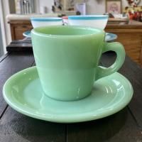 【コンディション良好】【2個セット】ファイヤーキングのマグカップ　茶色＆青緑色 Fire-King スタッキングマグ 緑×黒 – store by roovice