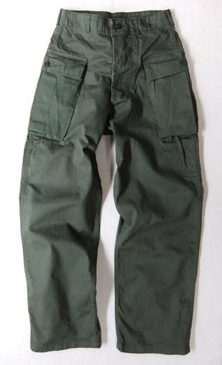 トラウザーズヘリンボーン カーキ Trousers herringbone Khaki
