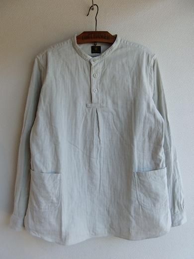GASA*ガサQue?クエ　スタンドカラープルオーバーシャツ　ライトグレー A34_LAH548_02_13_2024072414073