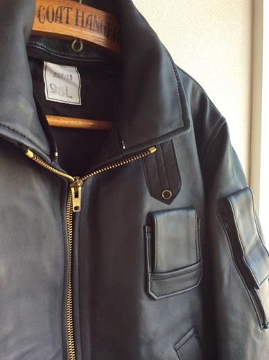 1980's French Air Force Leather Pilot Jacket Graysh Navy