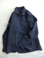 リネンイージーシャツ　ネイビーブルー　linen easy shirt 2015 navyblue／DjangoAtouｒ
