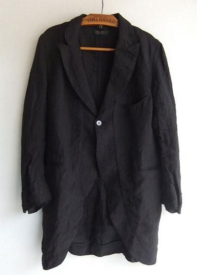クラシックリネンロングジャケット ブラック classic linen long jkt