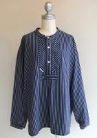 1970's German Stripe Prisoner's Shirt NavyWhite