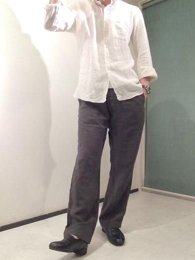 リネンhosomiルーズパンツ チャコールグレー(メンズM) linen hsm