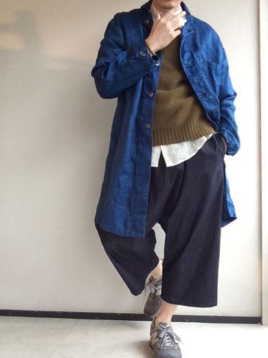 classic frenchwork indigolinen coat blueindigo／DjangoAtour