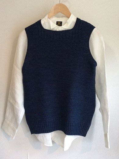 コットンニットインディゴベスト cotton knit indigo vest indigoblue