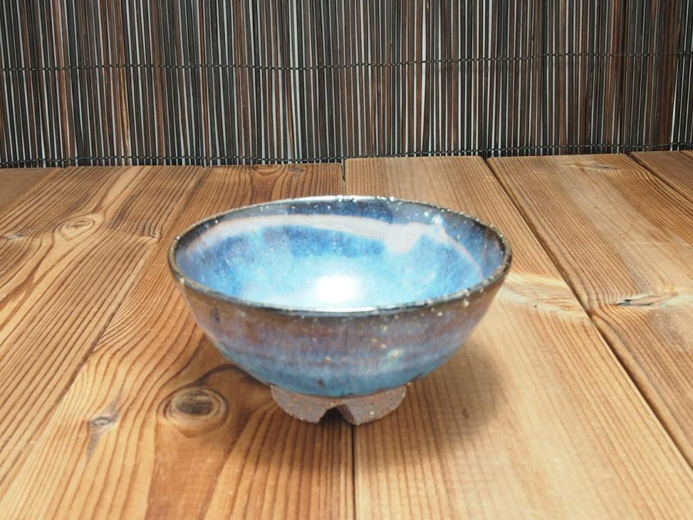【大放出セール】 山根清玩 萩焼 清玩ブルー 大 ごはん茶碗 - 正規 光彩庵 萩焼 工芸品
