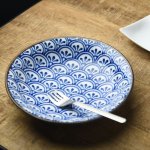 和ごころ 20.5cmパスタ皿カレー皿 青海波 日本の伝統模様[美濃焼]