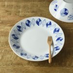 ブルーパターン 24cm少し大きめカレー皿(パスタ皿) コノハ[美濃焼]