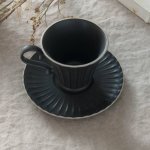 シュシュ・グレース コーヒーカップ&ソーサー クリスタルブラック(段)[美濃焼]