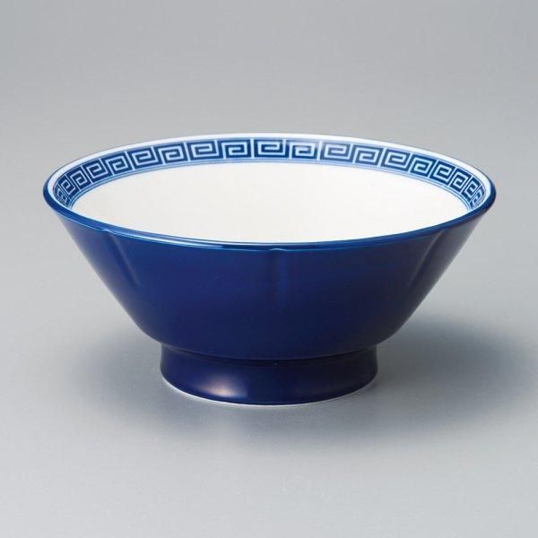 ルリ雷紋6.5丼 中華食器 ラーメン丼 小丼 ブルー系 日本製 美濃