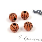 【ビーズ】4個 バスケットボールC《オレンジ×ブラック》[バスケ,スポーツ,部活,応援,丸,アクリル]