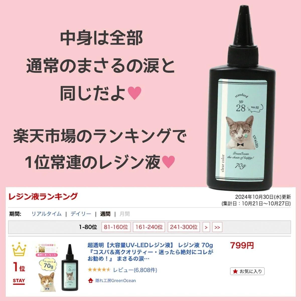1注文につき2セット迄購入可】レジン液 まさるの涙70g 特別ラベル3本