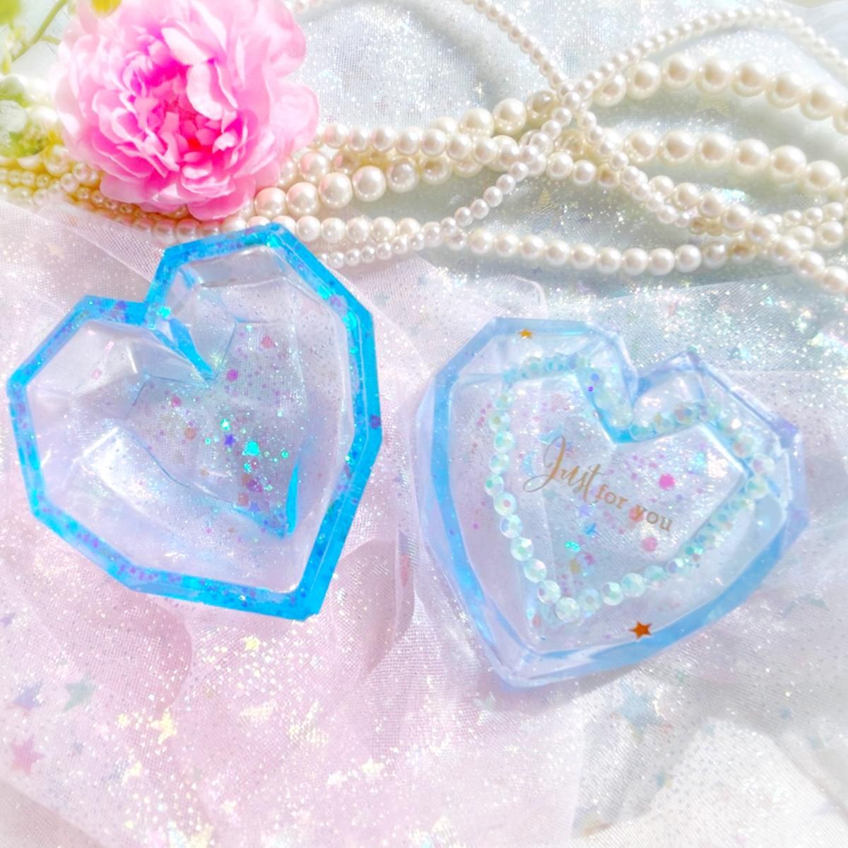 2液性レジン　小物入れ　ハート　BOX ハンドメイド　アクセサリーケース　貯金 2液性レジン 小物入れ ハート BOX ハンドメイド アクセサリー