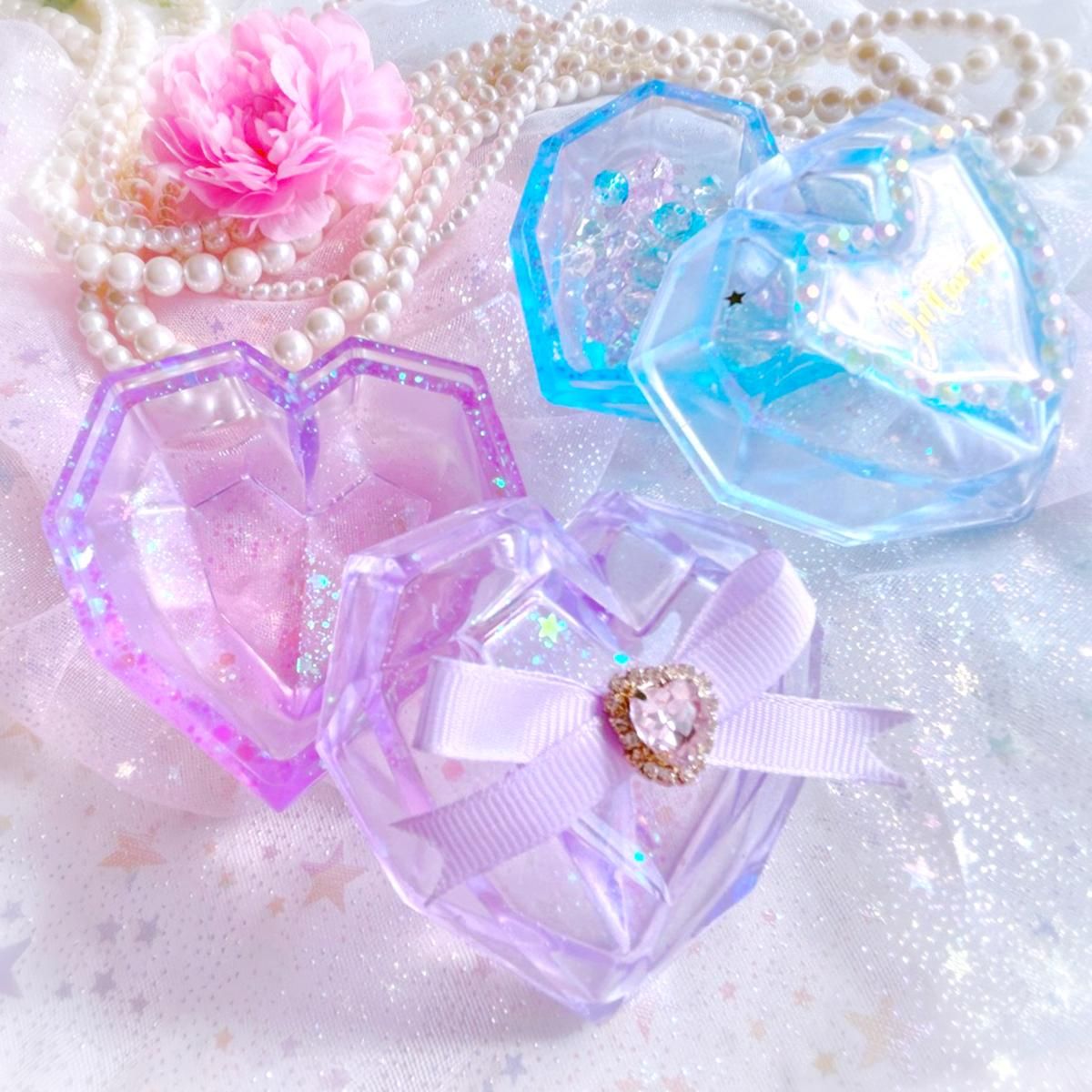 2液性レジン　小物入れ　ハート　BOX ハンドメイド　アクセサリーケース　貯金 2液性レジン 小物入れ ハート BOX ハンドメイド アクセサリー