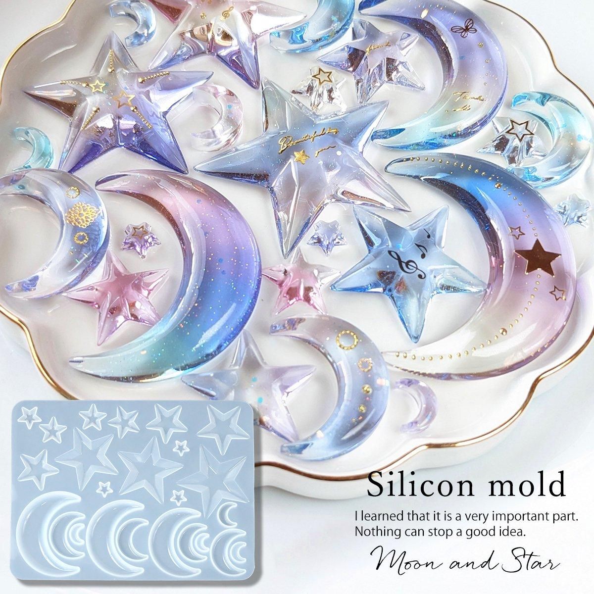 青色 星型 レジン ヘアクリップ（宇宙カラーの三角レジンヘア