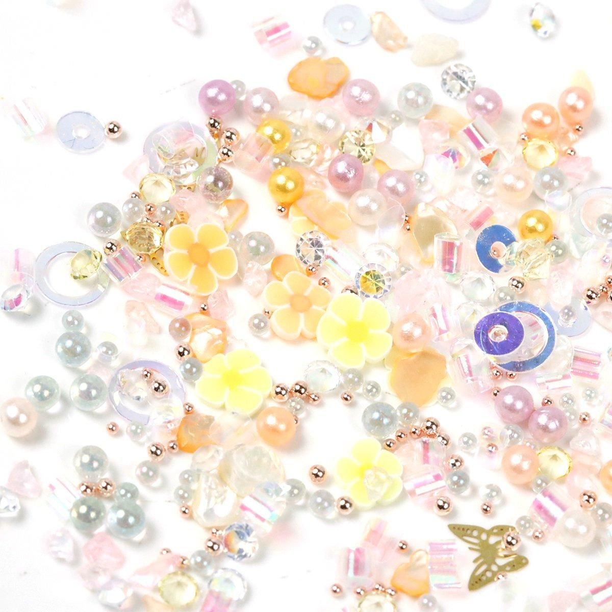 クラゲ　レジンヘアゴム　花　オレンジ 金魚(試作)レジンヘアゴム 花金魚 ピンク&シルバーラメ （金箔