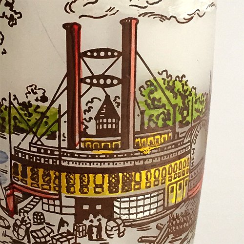 【Vintage】Currier & Ives glass1  1950年代 フロストグラス1