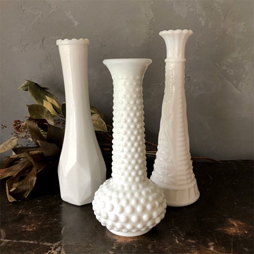 vintage milkglass flower vase hobnail