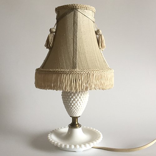 Vintage】Milk Glass Fringe Shade Table lamp ミルクガラスフリンジ