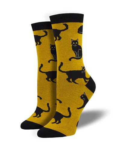 【SOCK SMITH】BLACK CAT YELLOW レディースソックス - tabisl BAZAR タビスルバザール