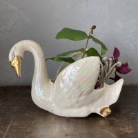 Vintage】Swan laster flower vase スワン ラスター フラワーベース 花器/花瓶 - tabisl BAZAR  タビスルバザール