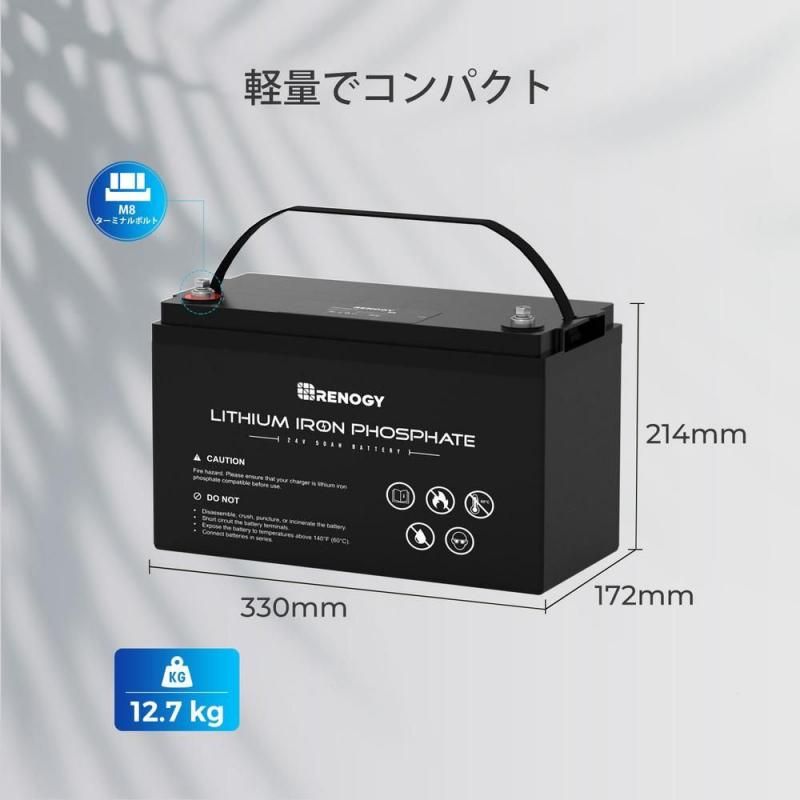 リン酸鉄リチウムイオンバッテリー 24V 50AH 1280Wh 最先端BMS