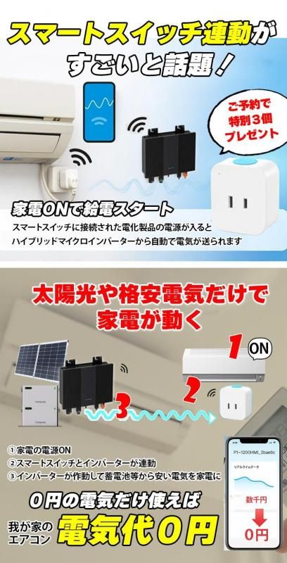 プラグイン蓄電システム ハイブリッドマイクロインバーター