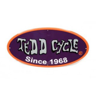 V-TWIN製 TEDD CYCLE ロゴ入り オーバル メタルサイン看板 48-0945