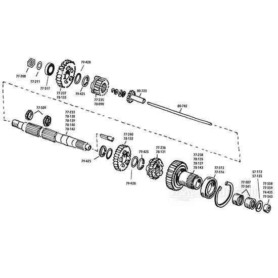 OEM 8876 W&W Gear Bearings 77-509