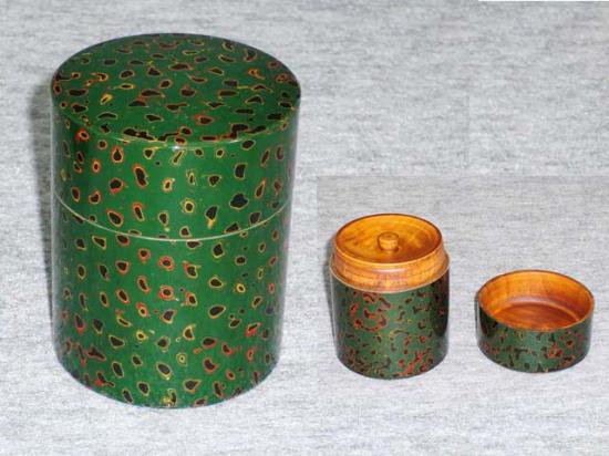 津軽塗・漆工芸品　木製茶筒一式