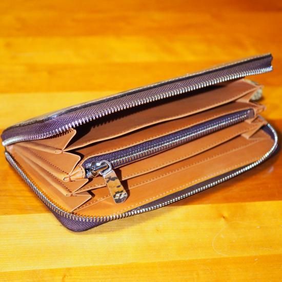 7SENSE】シェルコードバン・ラウンドジップ長財布/ロゴスタンプ