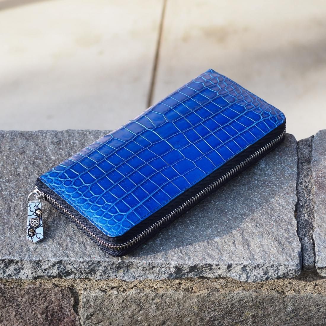 7sense クロコダイル　ポロサス　ラウンドファスナー　長財布 7SENSE】クロコダイル・ポロサス・ラウンドジップ長財布/ブラック