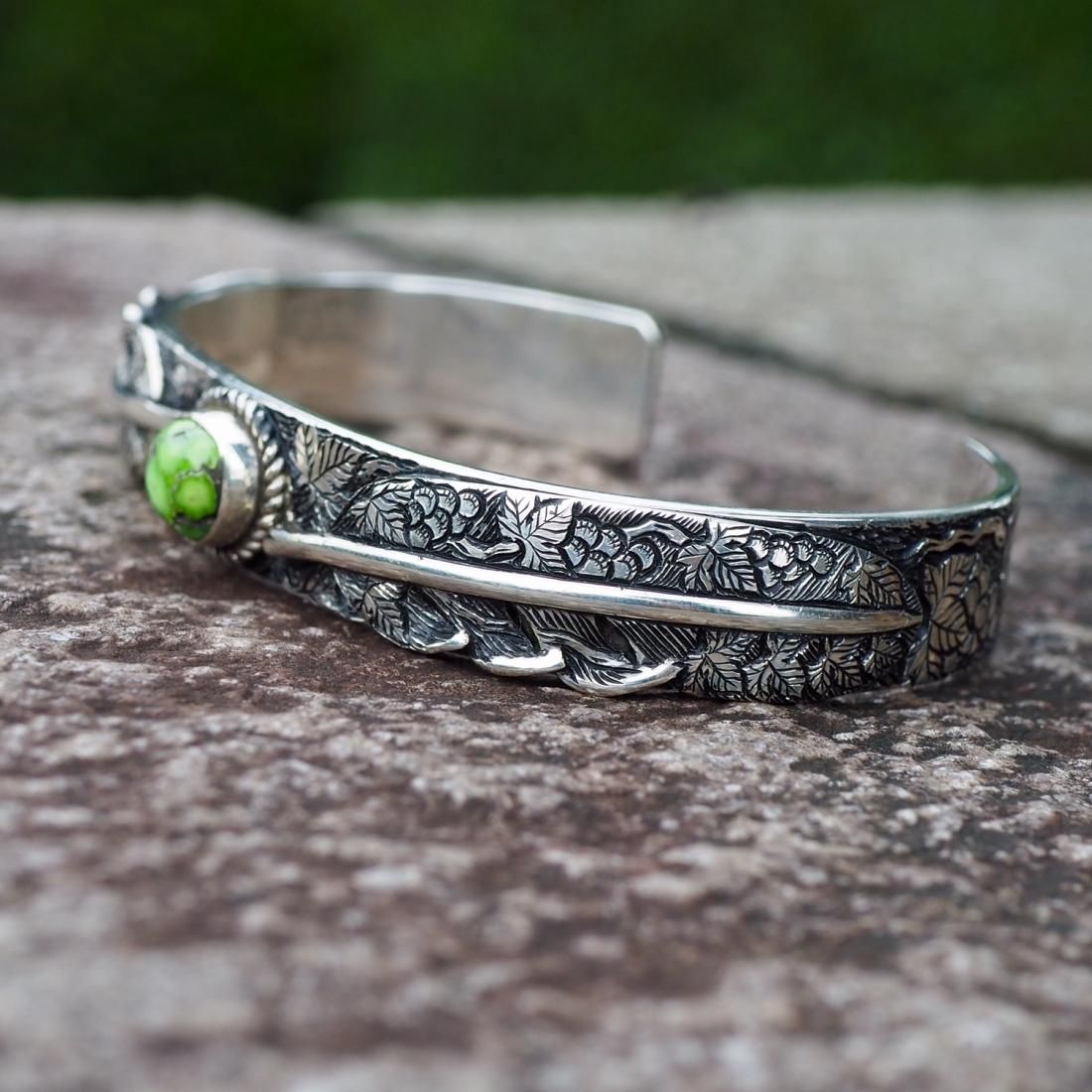 7SENSE】ターコイズ(calico lake)＆フェザー＆TETORI彫金