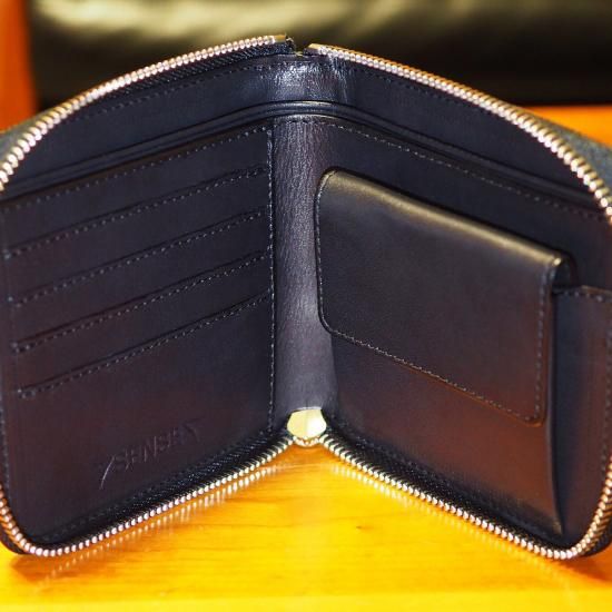シェルコードバン・ラウンドジップ二折財布/ネイビー(TOP シェルコードバン・ラウンドジップ二折財布/ネイビー(TOP