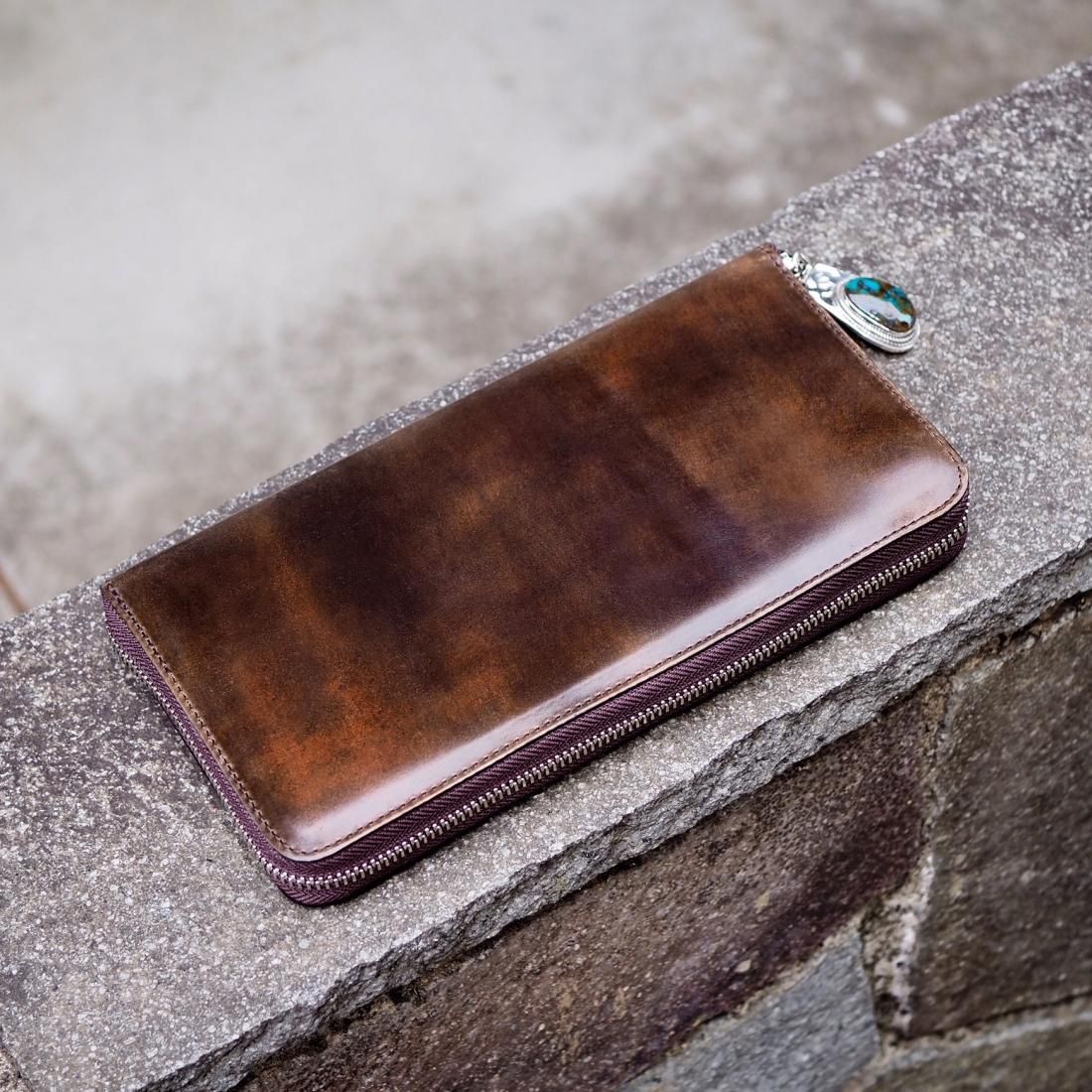 ⭐︎未使用⭐︎フルロカドシェルコードバン ロングフラップ長財布 マーブルブルー ROCADO ロカド シェルコードバン 長財布 ブルー | CUERO