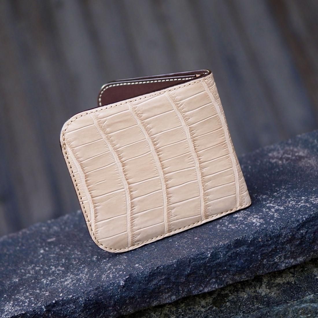 超熱 クロコダイル・ポロサス・コンパクト二折財布/ヌメ(Special 小物