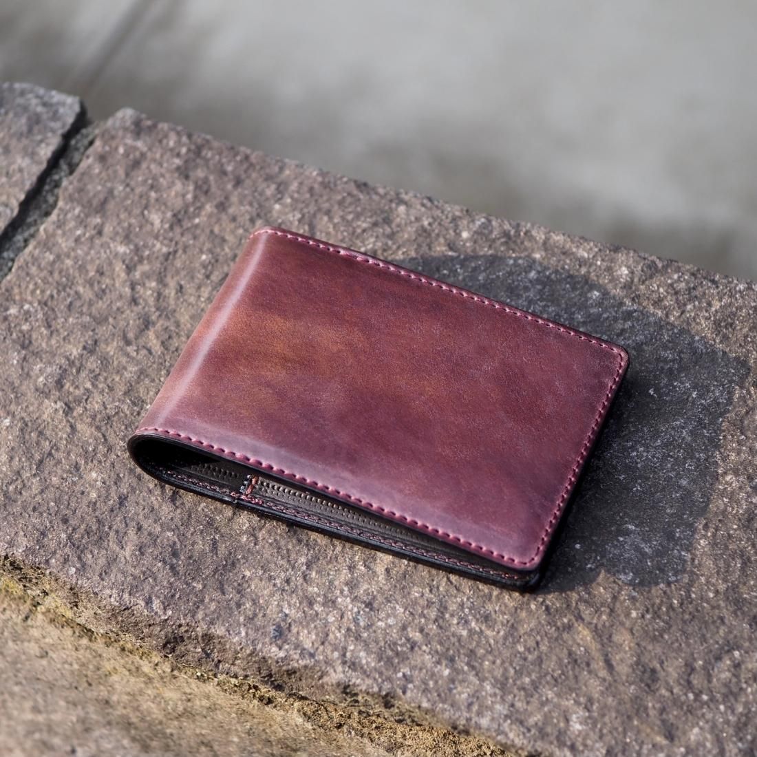 slow&co シェルコードバン　バーガンディ　カードケース　名刺入れ シェルコードバン・パスケース＆名刺入れ(カードケース)/bespoke
