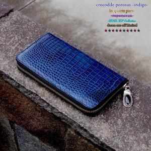 7sense クロコダイル　ポロサス　ラウンドファスナー　長財布 7SENSE】クロコダイル・ポロサス・ラウンドジップ長財布